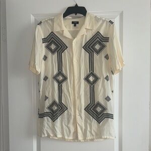 Express Cream and Black Casual Button Down Shirt